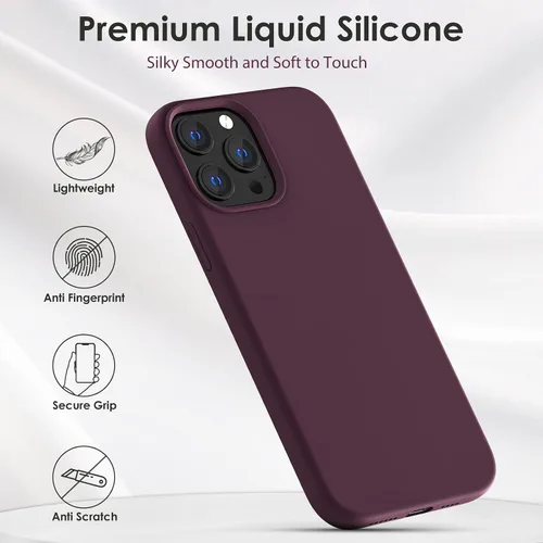 Vista 2 de CALOOP Funda delgada para iPhone 13 Pro Max, silicona líquida suave a la piel, marco duro resistente a prueba de golpes, con forro de microfibra