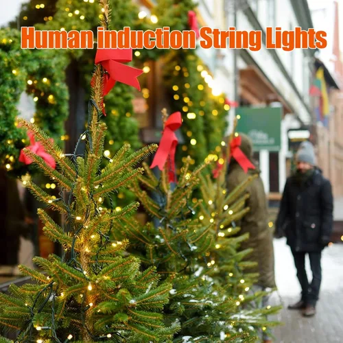 Vista 8 de Luces de Cuerda de Navidad con Sensor de Movimiento Musical que Cambian de Color, 110 Pies, 400 LED, Blanco Cálido Multicolor, Luces de Árbol
