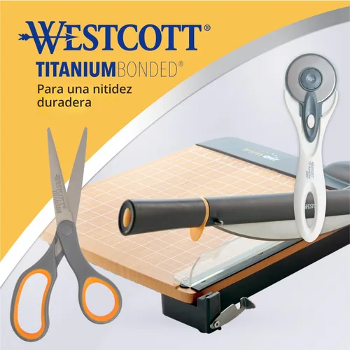 Vista 5 de Westcott Tijeras con Unión de Titanio, Mango Suave, 8", Rectas, Gris/Amarillo, Paquete de 6
