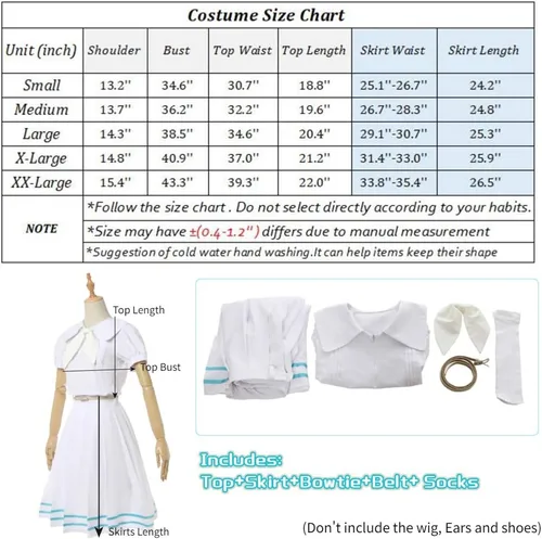 Vista 7 de NSPSTT Women Haru Cosplay Costume Anime BEASTARS Cosplay Costume School Uniform Dress Medium White