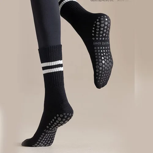 Vista 7 de 3 pares de calcetines de yoga con agarre para mujer, calcetines antideslizantes para pilates, entrenamiento, ballet, danza, calcetines de hospital