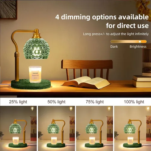 Vista 7 de Lámpara calentadora de velas con temporizador y atenuador, lámpara de vidrio para velas de tarro, MEJORADA con 3 bombillas, calentador eléctrico