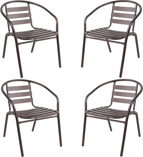 Vista 8 de Juego de 2 sillas apilables de aluminio de metal para restaurante para interiores y exteriores, ligeras, para comedor, patio, tienda