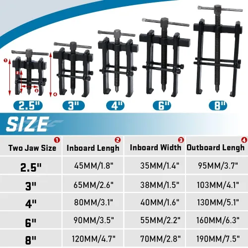 Vista 7 de Hypertune Universal 2.5 pulgadas dos mandíbula piloto cojinete engranaje extractor de engranajes herramienta de acero al carbono bomba ajustable