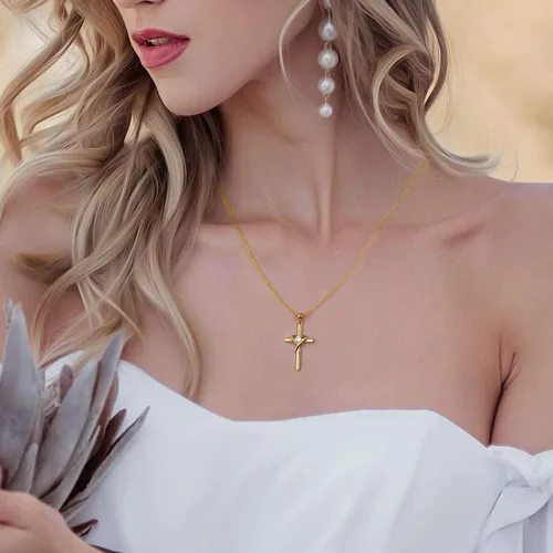 Vista 5 de AmorAime Collar con cruz de plata de ley 925 para mujeres y hombres, chapado en oro de 14 quilates, collares de piedra natal de circonita cúbica 5A
