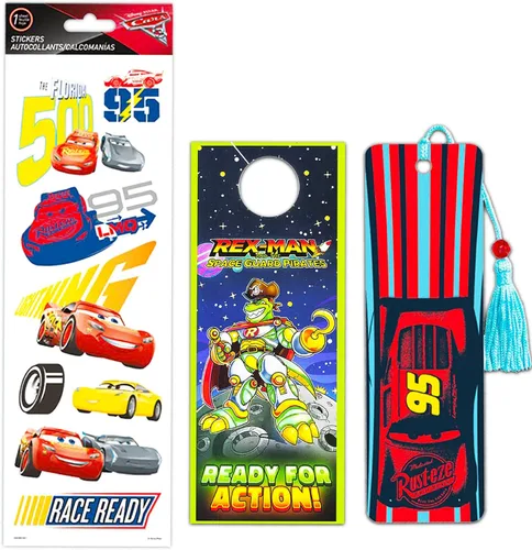 Vista 2 de Disney Cars - Juego de libros de actividades Paquete con Disney Cars My Cool Room - Libro de manualidades para niños, niños pequeños Marcapáginas