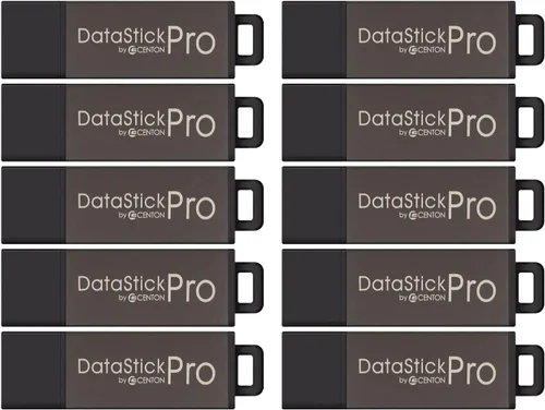 Vista 2 de Centon DataStick Pro - Unidad flash USB 2.0 de 16 GB x 2, color gris (DSP16GB2PK)