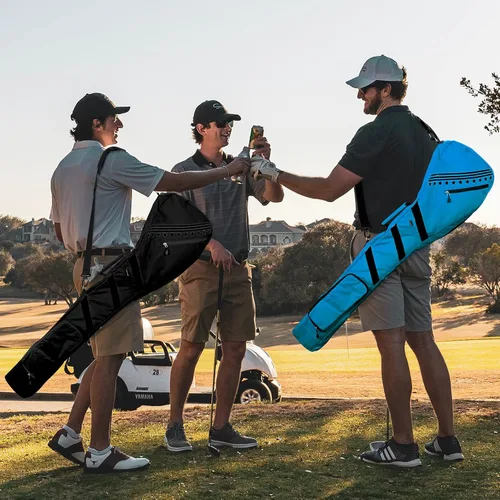 Vista 8 de Big Teeth Bolsa de golf domingo, pequeña bolsa de golf ligera, bolsa de golf Par 3 para unos pocos clubes, práctica con correa de transporte Negro