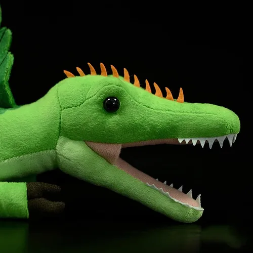 Vista 2 de lilizzhoumax Spinosaurus - Juguetes de peluche realistas de espinosaurio verde, animales de peluche suaves, juguetes realistas de 17.71 pulgadas