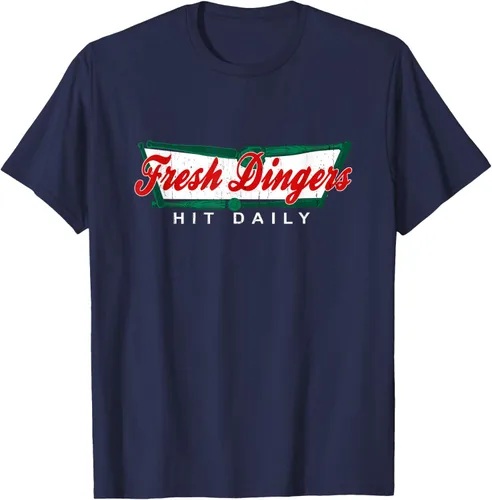 Vista 51 de Camiseta divertida de béisbol y softbol Don't Bunt Hit Fresh Dingers, Negro