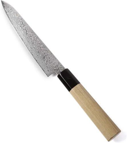 Vista 4 de Cuchillo japonés Damasco ZA18 mango de madera octogonal de magnolia de 69 capas, 6 pulgadas (5.906 in)