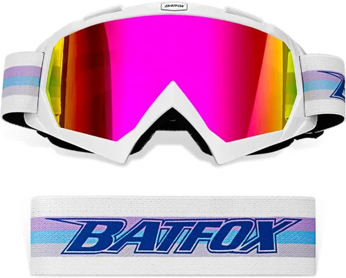 Vista 21 de BATFOX Gafas de Motocicleta Gafas Protectoras Moto de Cross Motocross Seguridad ATV Táctica Conducción (Azul Negro, Adulto)