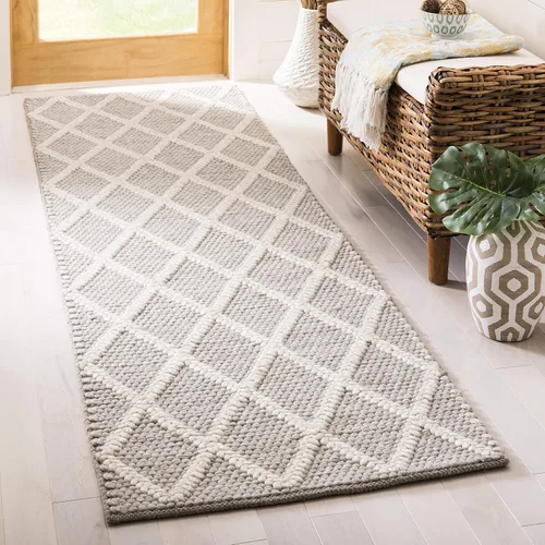 Vista 14 de SAFAVIEH Colección Natura - Alfombra decorativa de 2 x 3 pies, gris, hecha a mano de lana y viscosa, ideal para áreas de alto tráfico en entrada