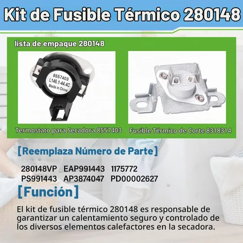 Vista 7 de 280148 termistor termistor 3392519 termistor termistor 3392519 del equipo de corte térmico piezas del secador de fusibles