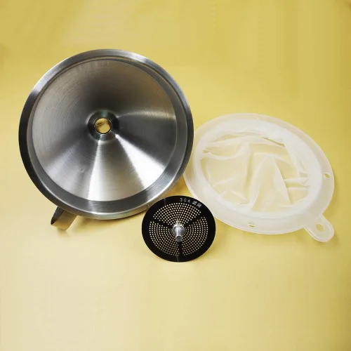 Vista 9 de Filtro de vino de malla Filtro de alimentos Jugo Mermelada Café Sedimento Colador para embudo de cocina de 5 pulgadas (filtro 120mesh)