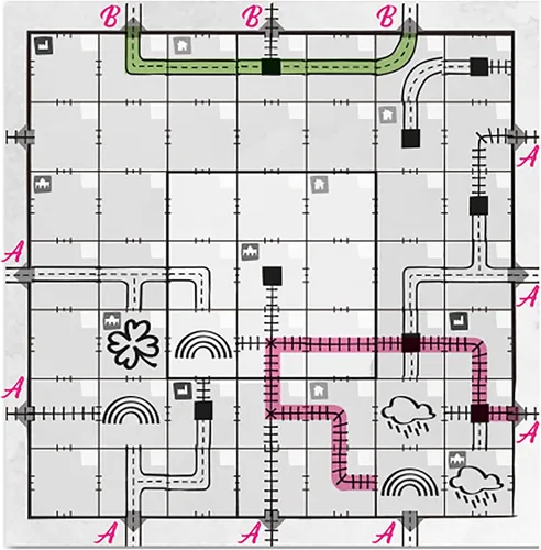 Vista 4 de Horrible Guild: Railroad Ink Challenge: Arcade Expansion Pink, se pueden agregar expansiones a cualquier juego base de desafío de tinta
