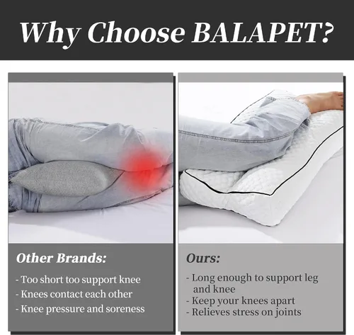Vista 4 de Almohada de rodilla de espuma viscoelástica triturada para dormir de lado, almohada entre las piernas para alinear la columna vertebral, almohada