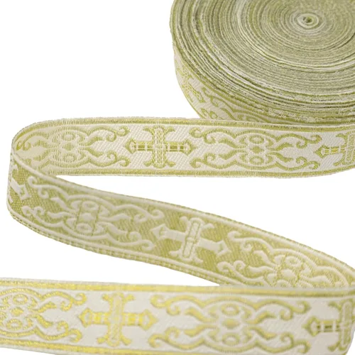 Vista 4 de Cinta jacquard boho de 10 yardas bordada dorada para coser, bolso hecho a mano, decoración de ropa