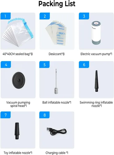 Vista 8 de Kit de almacenamiento al vacío para filamento Creality, bomba automática, secado y limpieza premium, 8 bolsas de almacenamiento selladas