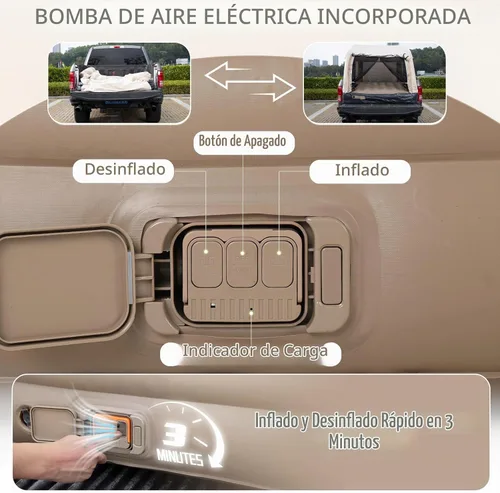 Vista 8 de Tienda inflable para cama de camión y colchón de aire con bomba