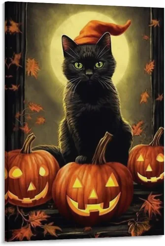 Vista 34 de HHGaoArt Lienzo gótico para pared, póster de fantasmas de Halloween, imagen espeluznante en lienzo