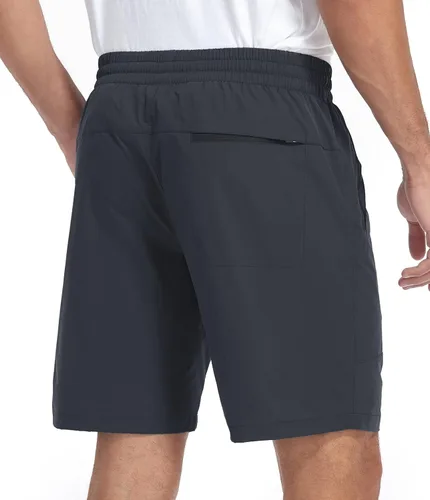 Vista 2 de Nomolen Pantalones cortos deportivos para hombre de 5 y 8 pulgadas, pantalones cortos de entrenamiento de gimnasio con bolsillos con cremallera