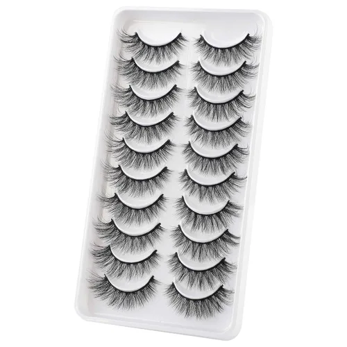 Vista 2 de JIMIRE Pestañas postizas de aspecto natural, pestañas postizas esponjosas y finas, pestañas de ojo de gato con banda fina, pestañas postizas