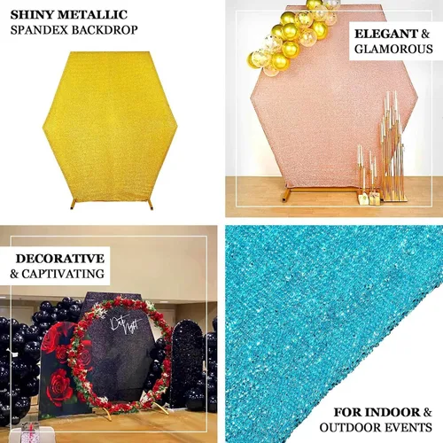 Vista 4 de Efavormart - Cubierta de fondo hexagonal de elastano de 2 lados color champán de 8 x 7 pies