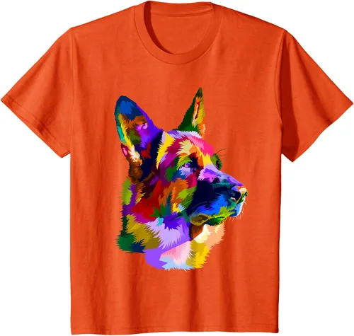 Vista 76 de Camiseta con retrato de pastor alemán para dueños de perros, Negro, S