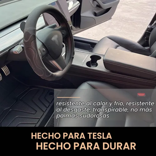 Vista 3 de PINCTROT Comfy Grip - Funda para volante para Tesla Model Y/3 2016-2025 2026 Standard/Highland/Juniper, forma de D de 14 pulgadas tamaño pequeño