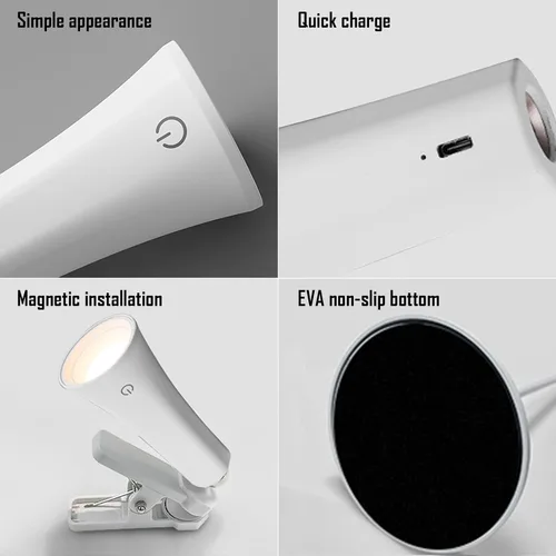 Vista 5 de Lámpara LED recargable de 5 modos con junta giratoria magnética, control táctil, brillo ajustable, color, ángulo de 360°, puede convertirse