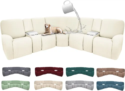 Vista 131 de Fundas de sofá reclinable seccional 100% impermeables para sofá reclinable en forma de L, funda de sofá modular de esquina en forma de L, fundas