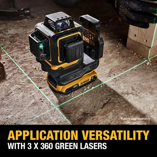 Vista 5 de DEWALT Nivel láser máximo de 20 V, láser de línea cruzada, 3X360, verde, solo herramienta (DCLE34031B)