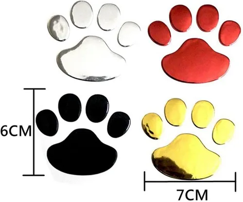 Vista 3 de 2 calcomanías cromadas 3D de huella de perro para automóvil, emblema de automóvil, calcomanías creativas con estampado de patas, calcomanías