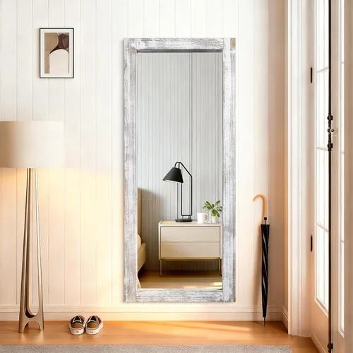 Vista 5 de AAZZKANG Espejo de pared de longitud completa con marco de madera rústica, 58 x 24 pulgadas, rectangular, grande, cuerpo completo para dormitorio