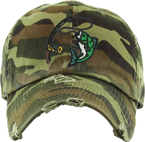 Vista 11 de Sombrero de papá bordado de pescado, gorra gráfica de pesca ajustable vintage Pigmento rosa.