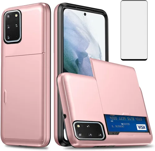 Vista 9 de Asuwish Funda para Samsung Galaxy S20 Plus/S20 Plus 5G con protector de pantalla de vidrio templado y tarjetero tipo cartera, funda rígida híbrida