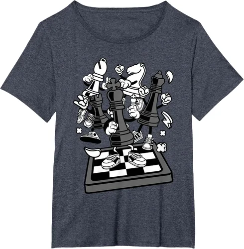 Vista 81 de Figura cómica Camiseta de tablero de ajedrez jugador de ajedrez Azul Marino
