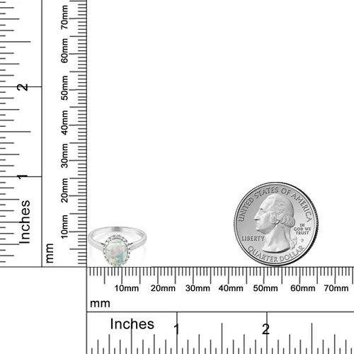 Vista 83 de Gem Stone King Anillo de compromiso ovalado de oro blanco de 10 quilates con piedra natal y halo de diamantes Ovalado de 0.354 x 0.276 in Anillo