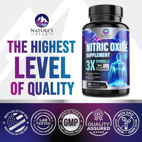 Vista 4 de Potenciador de óxido nítrico extra fuerte, L-arginina, citrulina y beta alanina de 3 veces más fuerza, refuerzo nítrico de primera calidad, energía