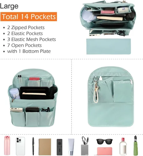 Vista 3 de Surblue Organizador de mochila con forro de inserción para colgar mochila de viaje y bolsillo de inserción, divisor de alta capacidad, organizador