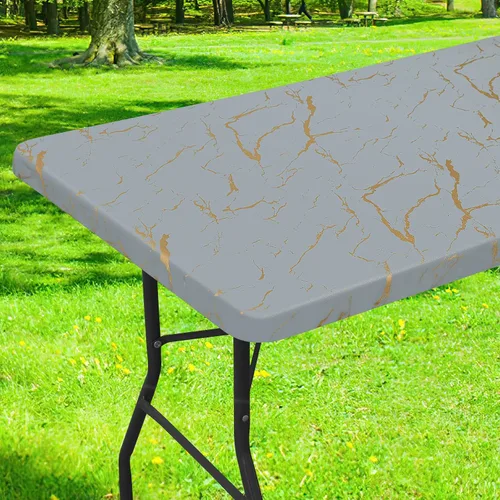 Vista 59 de Smiry Mantel rectangular, impermeable, elástico, ajustable para mesas de 4 pies, manteles de vinilo con parte trasera de franela lavable