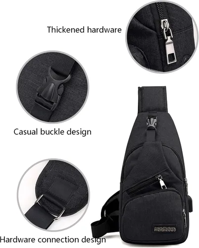 Vista 5 de Bolso bandolera pequeño, bolso cruzado en el pecho, mochila multiusos para mujeres y hombres, bolsa de viaje con correa