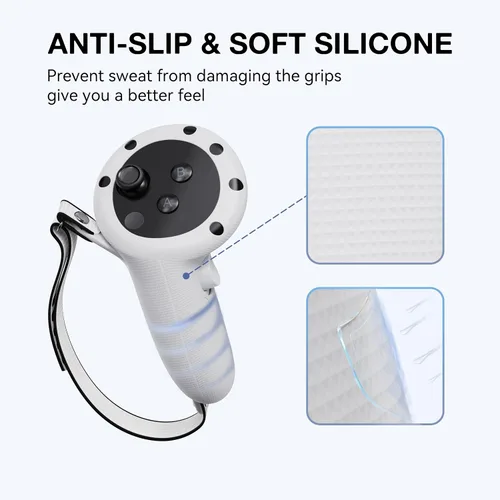 Vista 3 de VR Controller Grips Cover for Quest 3 Accessories, Silicone Controller Protector for quest3 Controllers Grips, Soft Grips Skin with Adjustable Strap