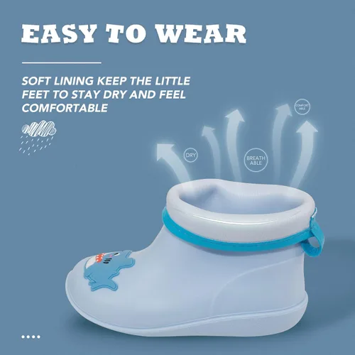 Vista 3 de Botas de lluvia para niños pequeños, botas impermeables para niños y niñas de 2 a 5 años