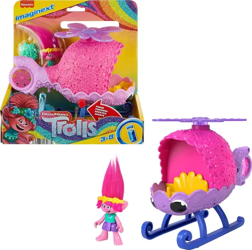 Vista 7 de Fisher-Price Imaginext DreamWorks Trolls Toys Branch's Buggy, Push Along Car & Figure Playset para juegos de simulación para niños a partir de 3 años