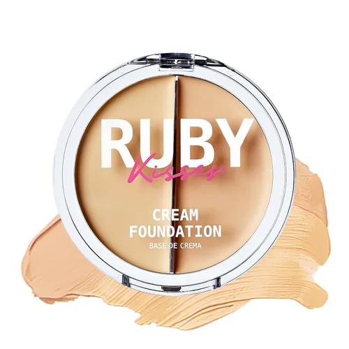 Vista 20 de Ruby Kisses 3D Face Creator - Base y corrector en crema, 12 horas de duración, cobertura media a completa, no grasa, ideal para maquillaje y paleta