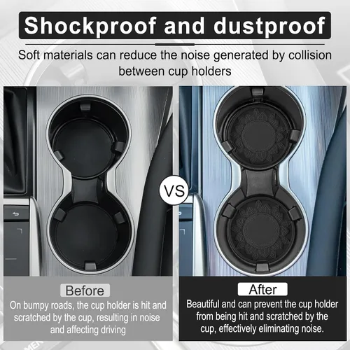 Vista 5 de SINGARO - Posavasos para tazas de automóvil, 4 soportes de silicona integrados en portavasos decorativos, soportes universales antideslizantes