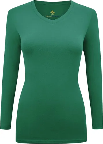 Vista 32 de Natural Uniforms - Camiseta de manga larga con cuello en V para mujer, para usar debajo de la ropa quirúrgica Aguamarina
