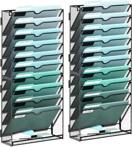 Vista 15 de SUPEASY Organizador de archivos de pared de 6 niveles, archivos de pared colgantes para papeles, carpetas, revistas, organizador de pared
